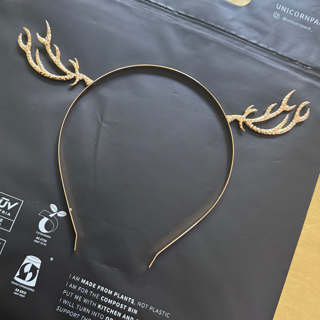 Golden Reindeer Headband